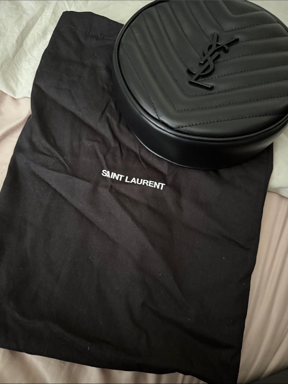 Saint Laurent Black Quilted Round Crossbody Bag with Monogram - Picture 13 of 13